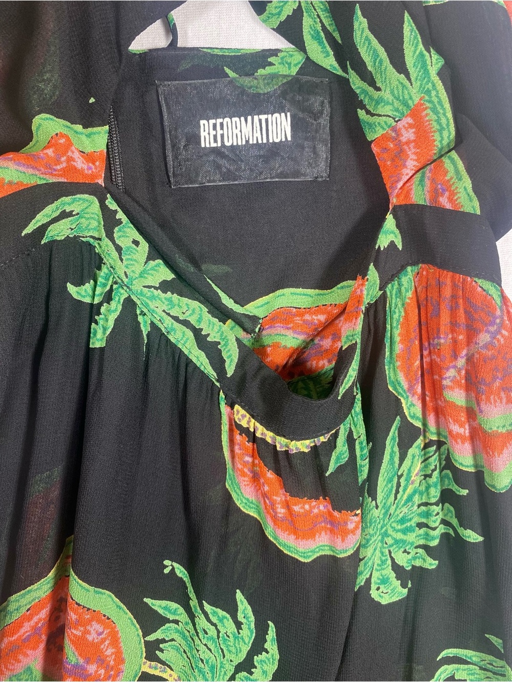 Reformation Addie Watermelon Print Cutout Midi Dress Sz 6 - Picture 3 of 14